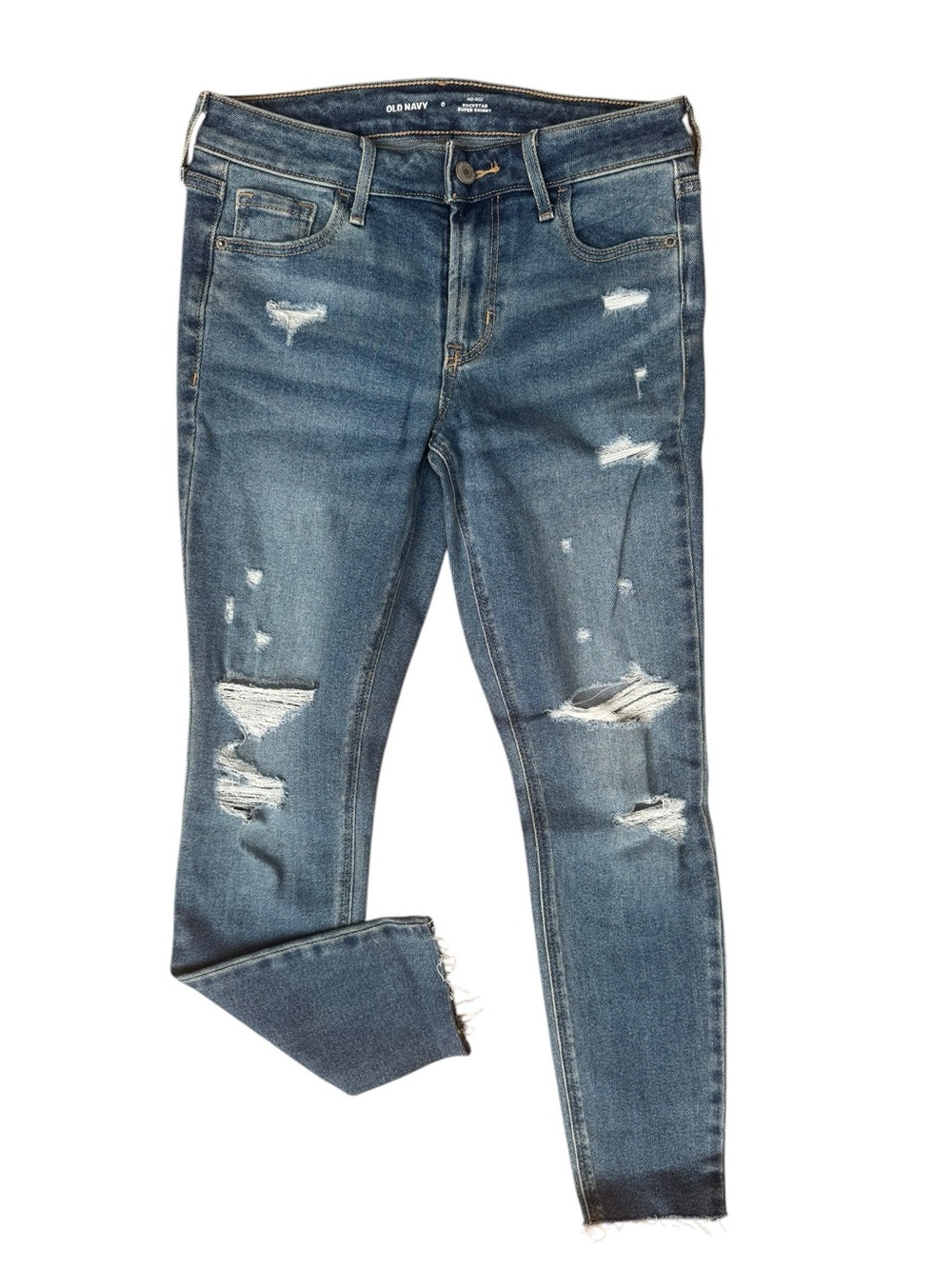 Old Navy Rockstar Distressed Dark Blue Super Skinny Jeans